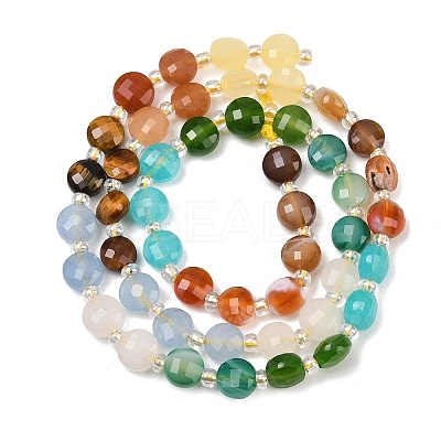 Natural Agate(Dyed & Heated) & Dyed White Jade & Tiger Eye Beads Strands G-Z135-B05-1