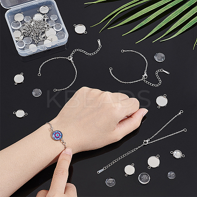 DIY Blank Dome Flat Round Link Bracelet Making Kit DIY-UN0004-54-1