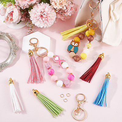 DIY Faux Suede Tasse Keychain Making Kits DIY-SP0002-43G-1