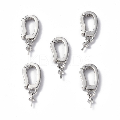 Brass Micro Pave Clear Cubic Zirconia Twister Clasps KK-P223-42P-1