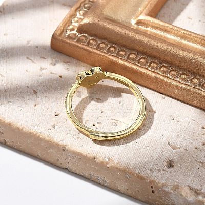 Brass Micro Pave Cubic Zirconia Adjustable Finger Rings for Women LS-RJEW-U032-05G-1