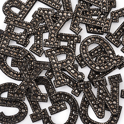 Alphabet Resin Rhinestone Patches DIY-TAC0005-45H-1