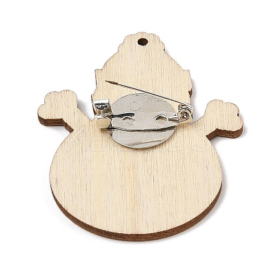 Christmas Theme Wood Printed Brooches for Women JEWB-Z029-01C-1