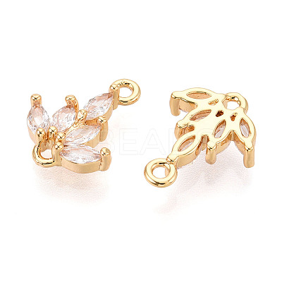 Brass Pave Clear Cubic Zirconia Connector Charms X-KK-T078-03G-03-1