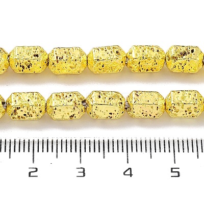 Electroplated Natural Lava Rock Beads Strands G-H303-A10-G02-1