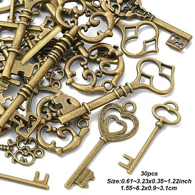 30Pcs 10 Styles Tibetan Style Alloy Pendants TIBEP-YW0002-07-1