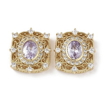 Brass Micro Pave Cubic Zirconia Beads KK-G491-36G-01-1