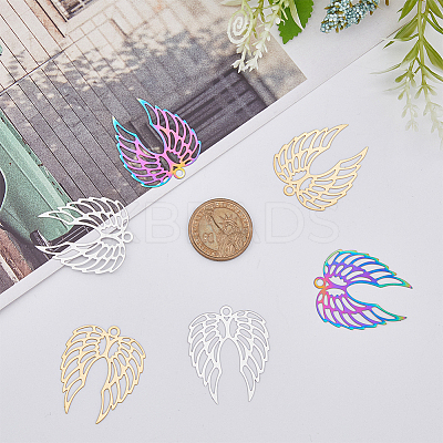 18Pcs 3 Colors 201 Stainless Steel Pendants STAS-DC0013-58-1