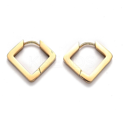 304 Stainless Steel Rhombus Huggie Hoop Earrings STAS-J033-08G-1