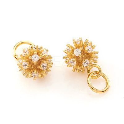 Brass Micro Pave Cubic Zirconia Charms KK-I672-19G-1