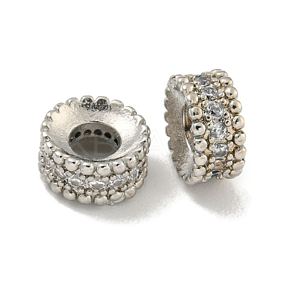 Brass Cubic Zirconia Spacer Beads KKB-L215-010P-1