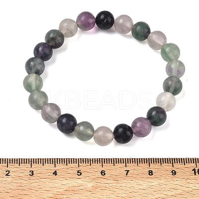 Natural Fluorite Round Beaded Stretch Bracelets GG-CBA12F1-02A-04-1
