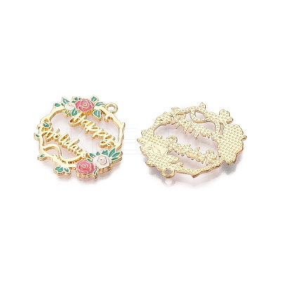 Rack Plating Alloy Enamel Pendants ENAM-N056-369KCG-01-1