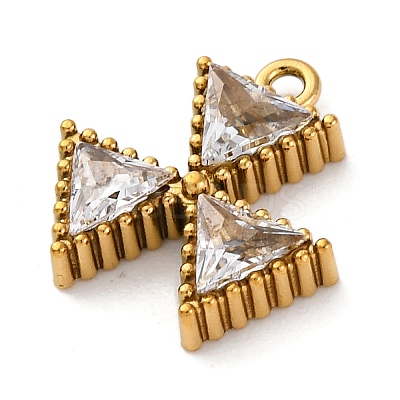 Ion Plating(IP) 304 Stainless Steel Cubic Zirconia Pendants STAS-R141-04G-01-1