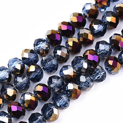 Electroplate Transparent Glass Beads Strands LS-EGLA-A034-T6mm-F24-1