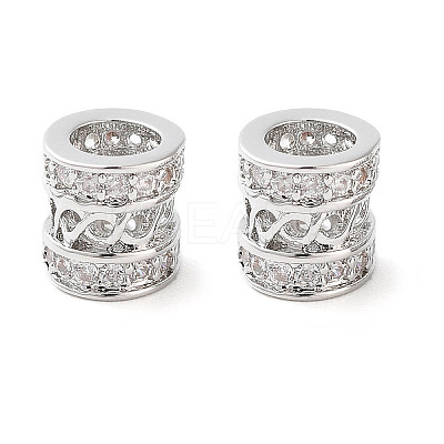 Brass Micro Pave Clear Cubic Zirconia Beads KK-U028-21P-1