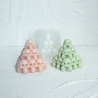 DIY 3D Halloween Skull Pyramid Candle Food Grade Silicone Statue Molds SIMO-B007-01-1
