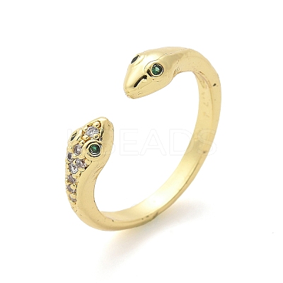Brass Micro Pave Cubic Zirconia Cuff Rings for Women RJEW-Z084-01G-01-1