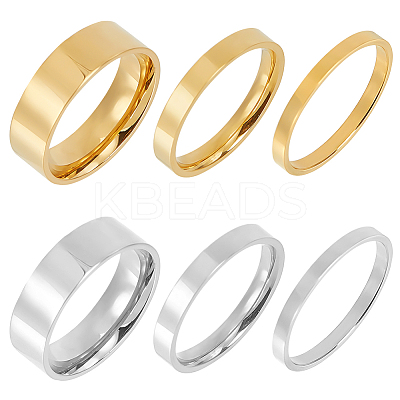 2 Sets 2 Colors 304 Stainless Steel Plain Band Rings Set for Women RJEW-AN0001-20-1