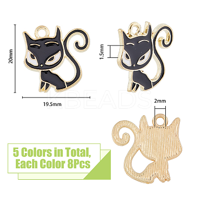 40PCS 5Colors Alloy with Enamal Pendants PALLOY-DC0001-66-1