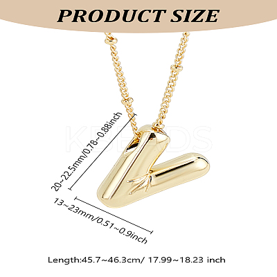 1pc Brass Chain with Alloy Letter Pendants Necklaces NJEW-LP0001-41V-G-1