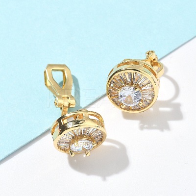 Brass Micro Pave Clear Cubic Zirconia Clip-on Earrings EJEW-A132-02A-G-1