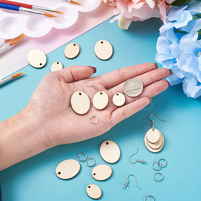 DIY Unfinished Wooden Pendant Earring Making Kits DIY-YS0001-17-1