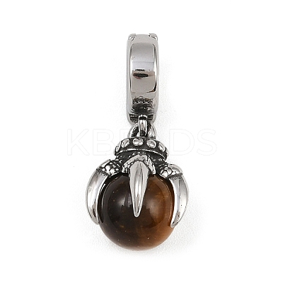 Dragon Claw 316 Surgical Stainless Steel & Round Natural Tiger Eye Pendant Decoration STAS-Z165-01AS-01-1