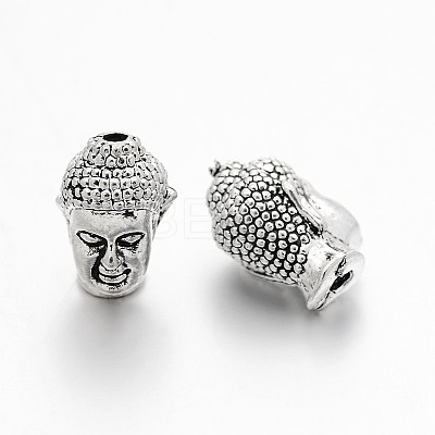 Alloy 3D Buddha Head Beads PALLOY-G052-AS-1