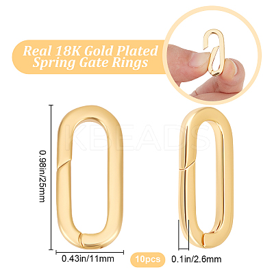 10Pcs Brass Spring Gate Rings KK-BBC0015-57G-03-1