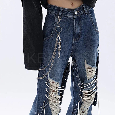 1Pc Alloy Skeleton Charm Double Layer Chains for Jeans Pants AJEW-DC0002-13-1
