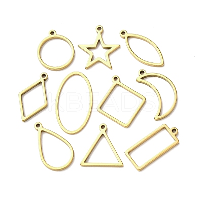10Pcs 201 Stainless Steel Open Back Bezel Pendant Sets STAS-B101-06A-G-1