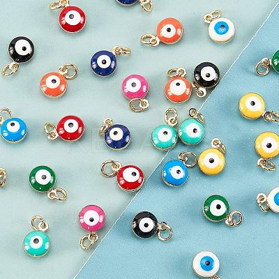 40Pcs 10 Colors Real 18K Gold Plated Plated Brass Enamel Beads KK-NB0001-45-1