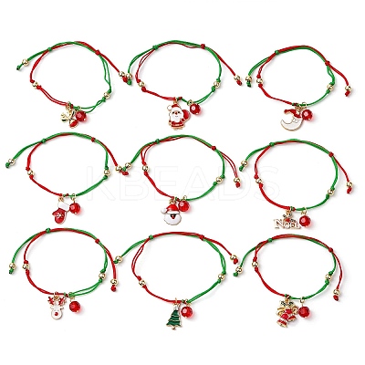 Christmas Theme Alloy Enamel & Imitation Austrian Crystal Charm Bracelets BJEW-JB10903-1