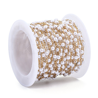 ABS Plastic Pearl Round Beaded Chains CHS-N003-16-1