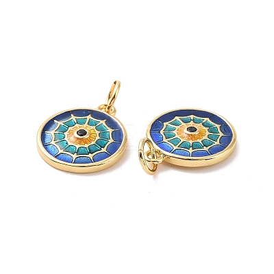Flat Round Brass Micro Pave Cubic Zirconia Charms KK-G435-33G-01-1