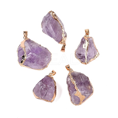 Raw Rough Natural Amethyst Pendants G-T138-174B-1