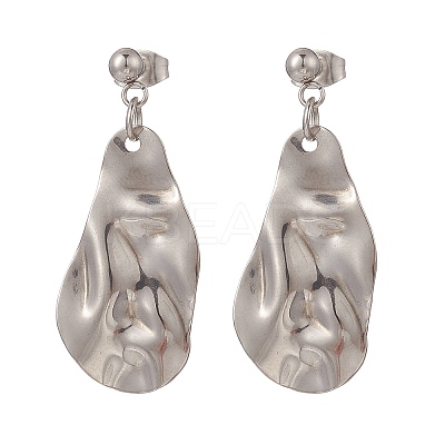 Non-Tarnish 5 Pairs 5 Style Twist Triangle & Nugget & Flat Round 304 Stainless Steel Dangle Stud Earrings Set for Women EJEW-JE05090-01-1