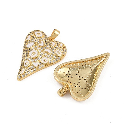 Brass Micro Pave Clear Cubic Zirconia Pendants X-ENAM-K078-01G-1