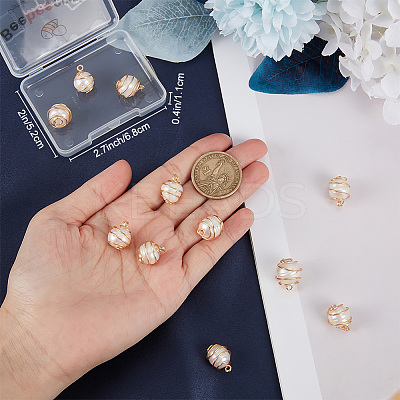 14Pcs Natural Cultured Freshwater Pearl Round Charms FIND-BBC0001-51-1