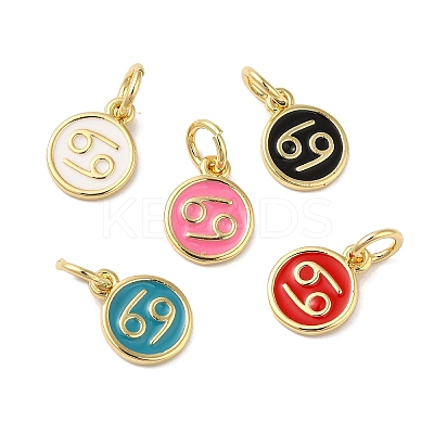 Real 18K Gold Plated Brass Enamel Charms KK-L216-001G-B-1