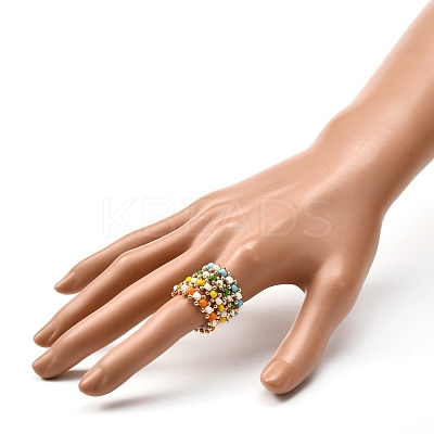 Glass Seed Beads Rings for Teen Girl Women RJEW-TA00010-1