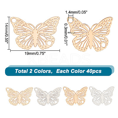 80Pcs 2 Colors Brass Links/Connectors KKC-HY0001-04-1