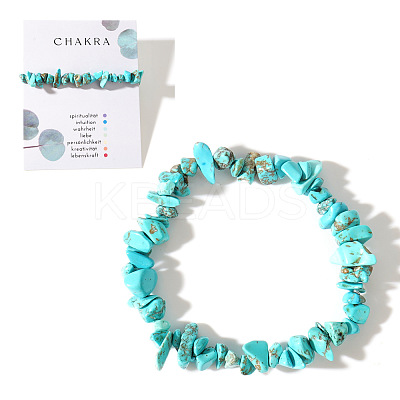 Synthetic Turquoise Chips Stretch Bracelets for Women AY5330-3-1