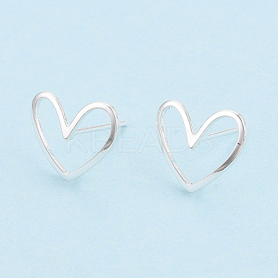 Brass Heart Stud Earrings KK-S348-124S-1