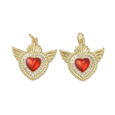 Brass Micro Pave Clear Cubic Zirconia Pendants KK-H466-05G-03-1