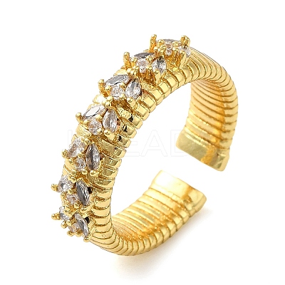 Brass Micro Pave Cubic Zirconia Cuff Rings RJEW-P102-14G-1