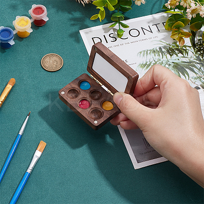 Wood Watercolor Paints Tins Box AJEW-WH0542-84B-1