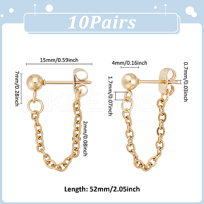 10Pair 304 Stainless Steel Ball Stud Earring EJEW-UN00020-1