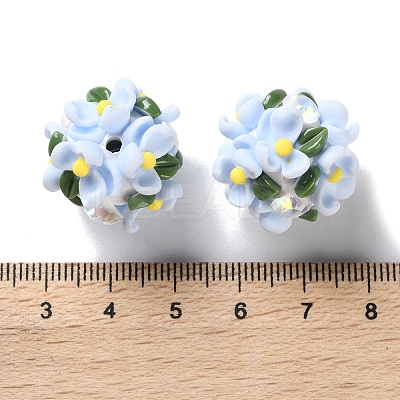 Luminous Polymer Clay Rhinestone Floral Ball Beads CLAY-U002-01C-1